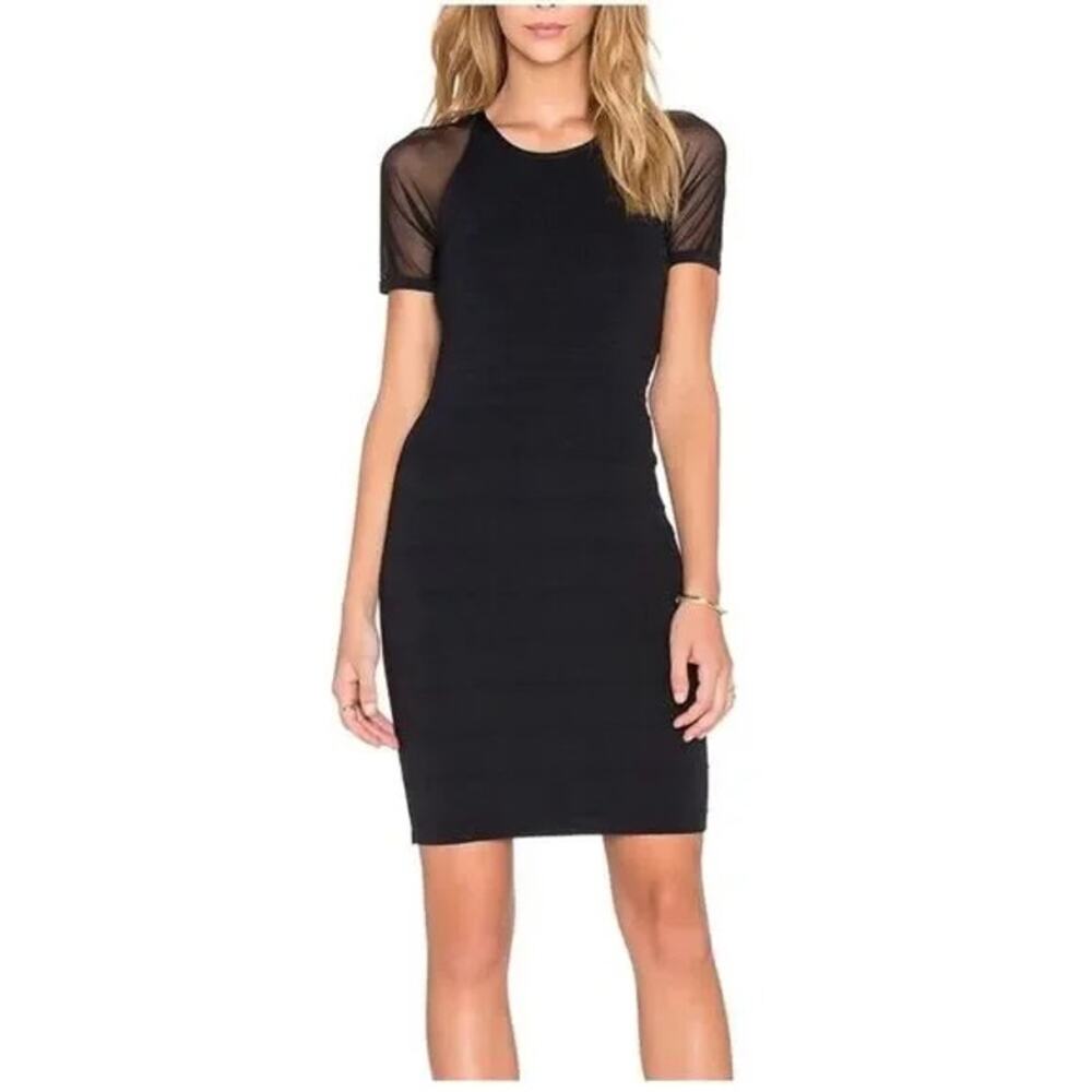 NWOT Revolve John + Jenn Sheer Short Sleeve Ribbed Bodycon Mini Dress S P Black